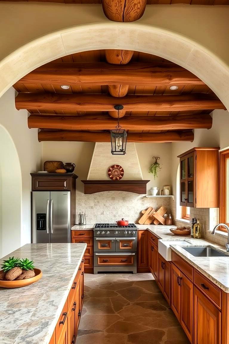 Rustic Wooden Beams - 24 Spanish Style Kitchen Ideas