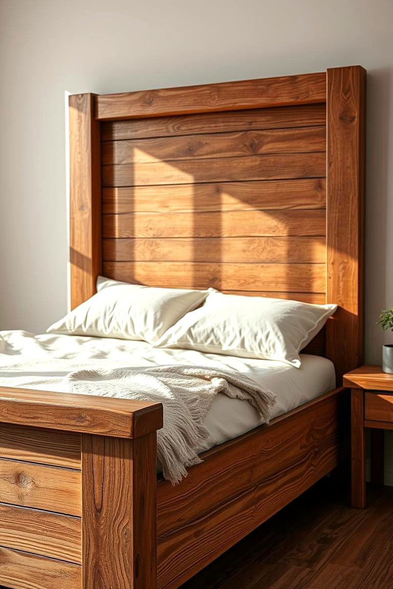 Rustic Wooden Bed Frame - 24 Cottage Bedroom Ideas