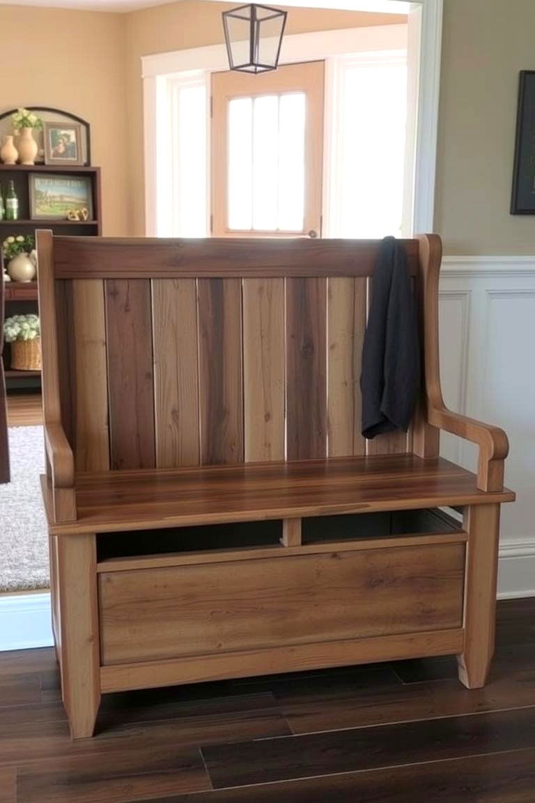 Rustic Wooden Bench with Storage - 24 Entryway Bench Ideas