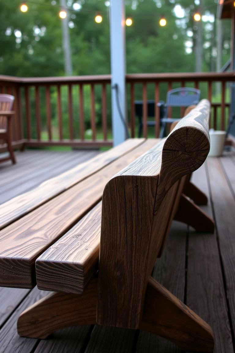 Rustic Wooden Bench - 24 Deck Furniture Ideas