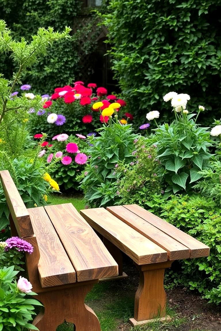 Rustic Wooden Benches for Seating - 24 Garden Wedding Ideas
