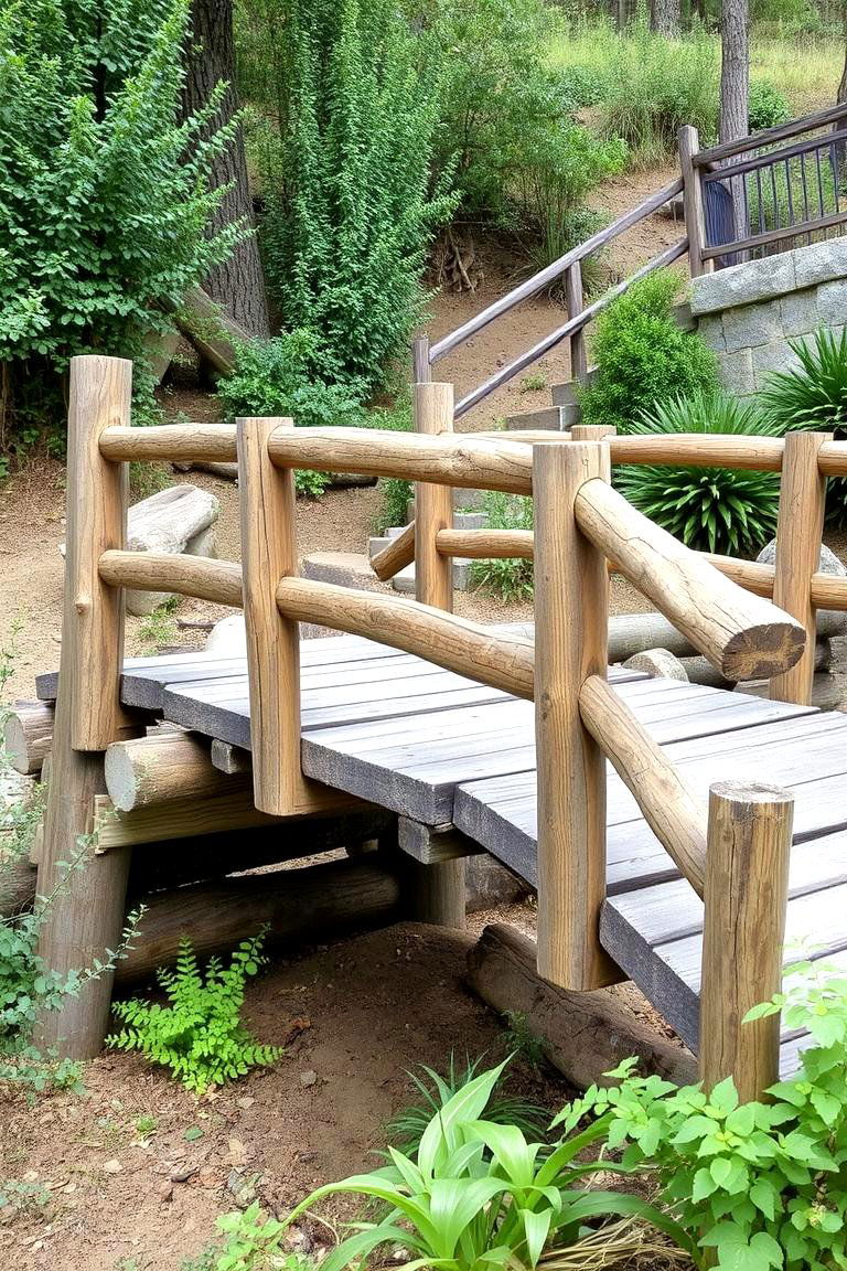 Rustic Wooden Bridge - 24 Garden Bridge Ideas