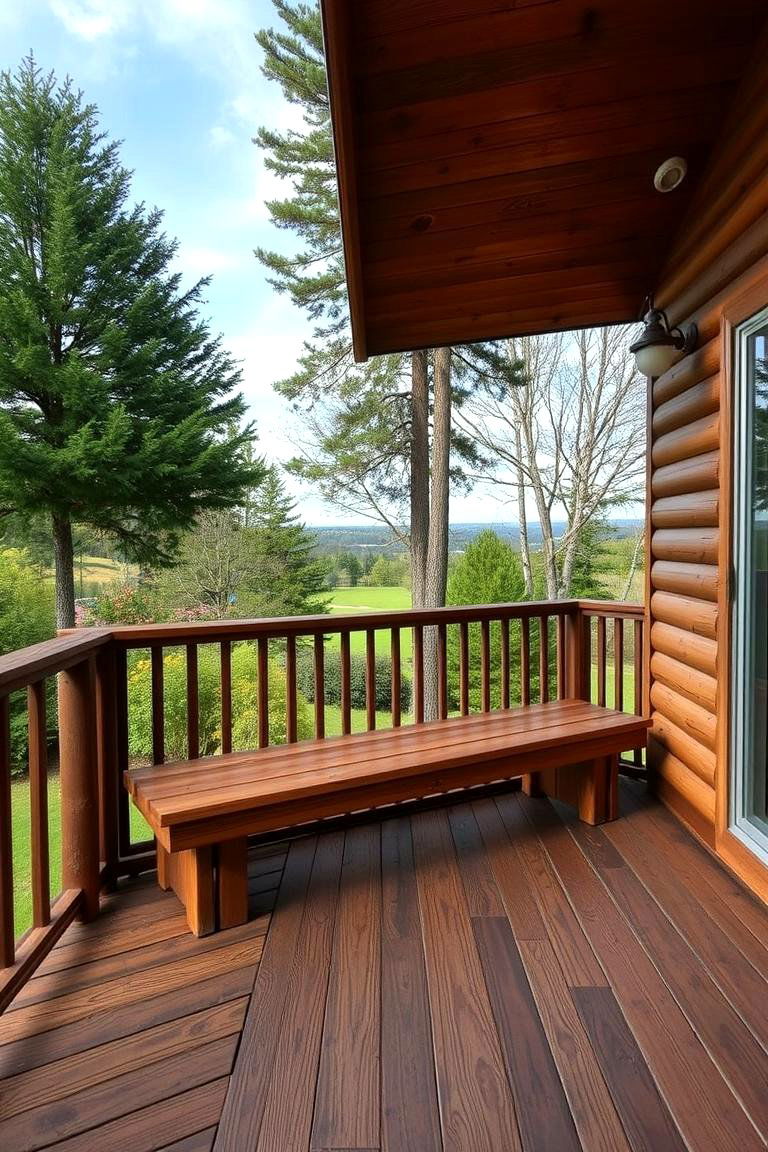 Rustic Wooden Built in Deck Bench - 24 Built-in Deck Bench Ideas and Designs
