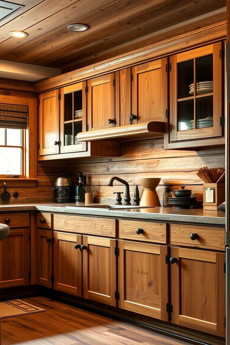 Rustic Wooden Cabinets - 24 Cabin Kitchen Ideas