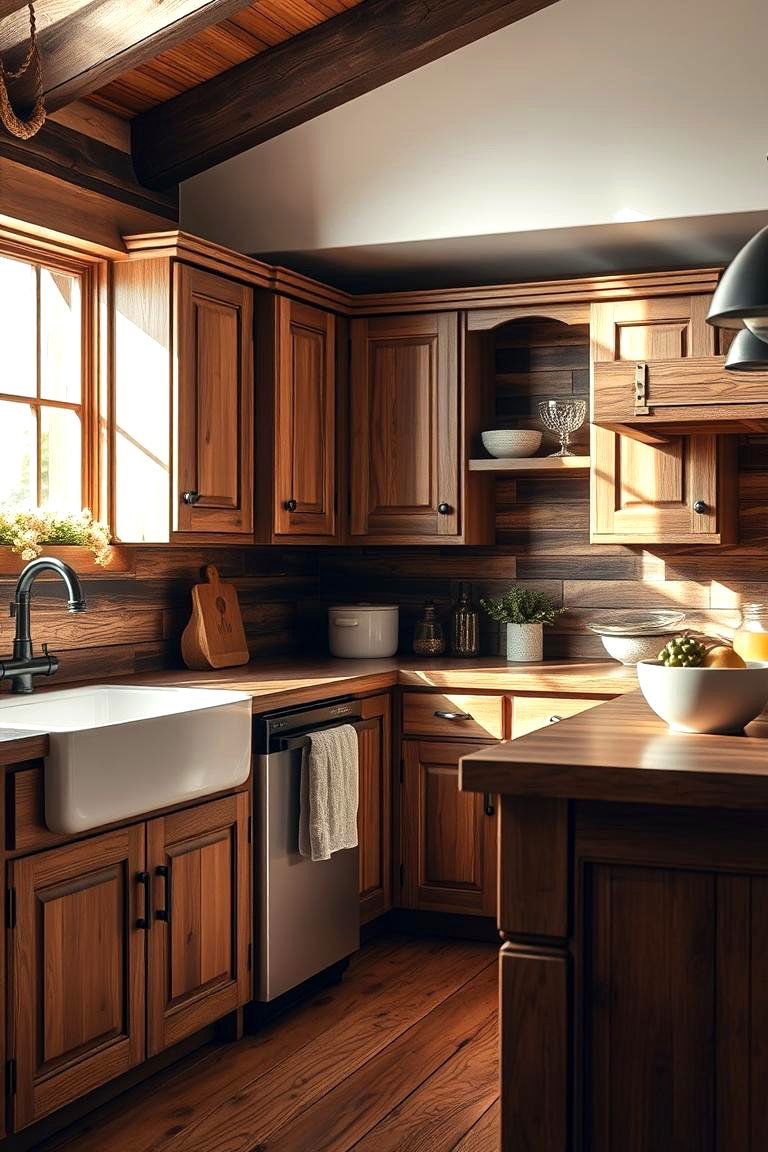 Rustic Wooden Cabinets - 24 Cottage Kitchen Ideas