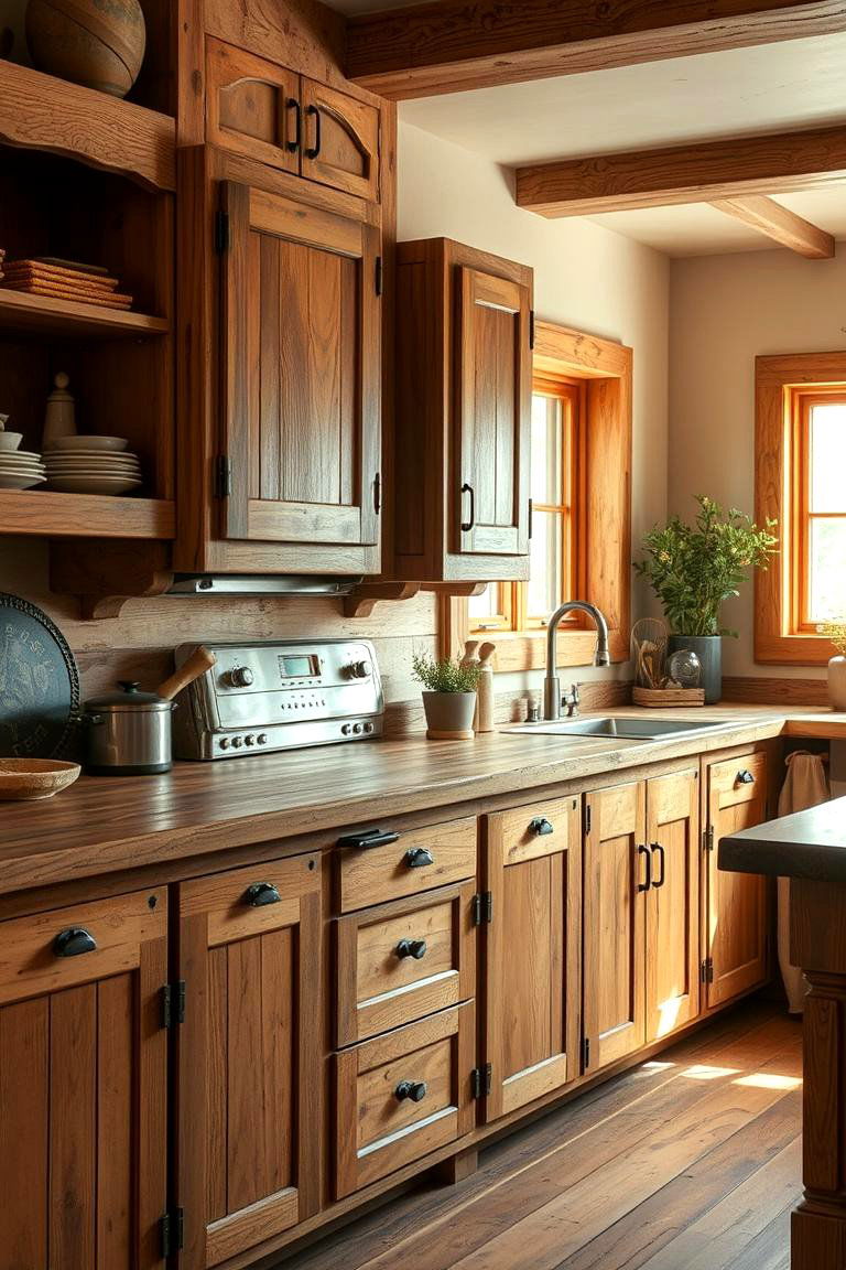 Rustic Wooden Cabinets - 24 Kitchen Cabinet Ideas