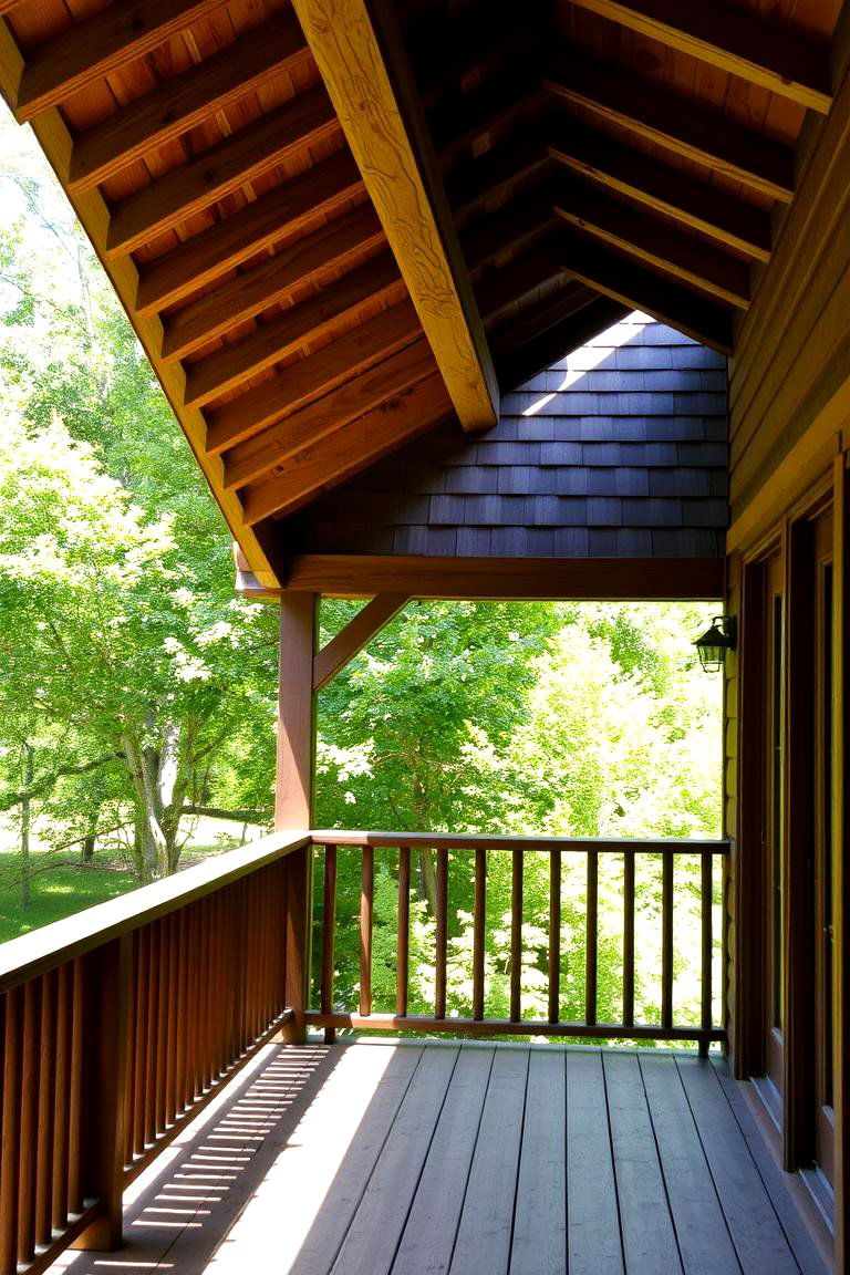 Rustic Wooden Canopy Deck - 24 Covered Deck Ideas