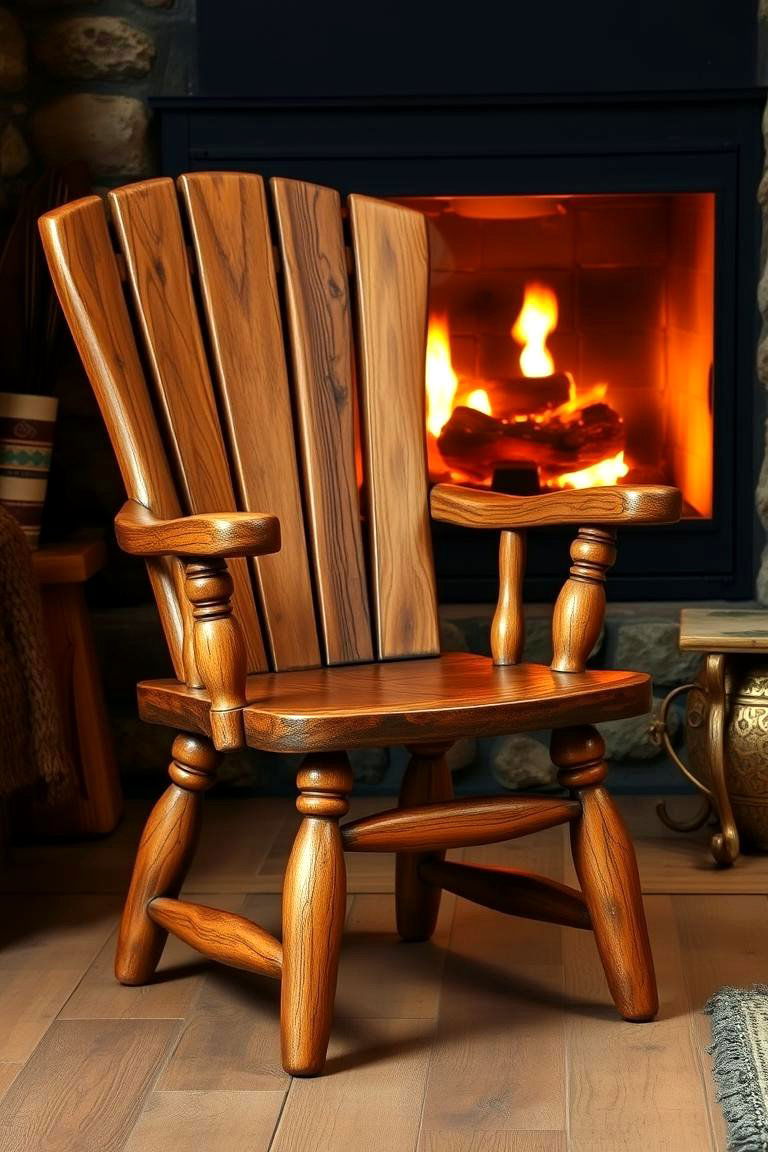 Rustic Wooden Chair - 24 Chairs in Front of Fireplace Ideas