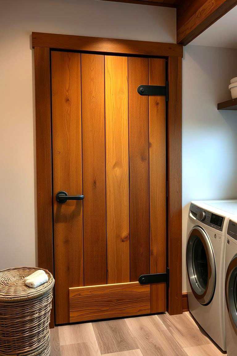 Rustic Wooden Charm - 24 Laundry Room Door Ideas