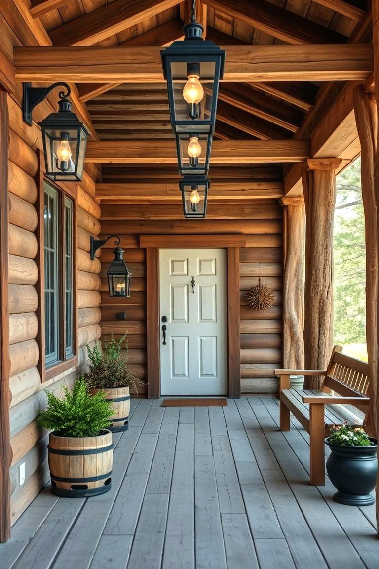 Rustic Wooden Charm Porch - 24 Mobile Home Porch Ideas