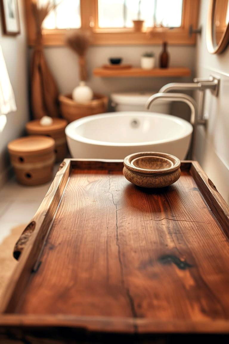 Rustic Wooden Charm Tray - 24 Bathroom Tray Ideas