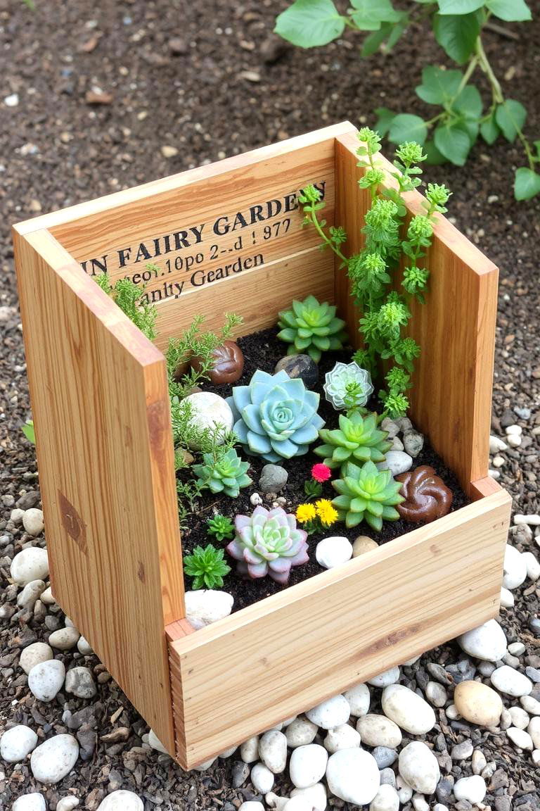 Rustic Wooden Crate Haven - 24 Fairy Garden Container Ideas