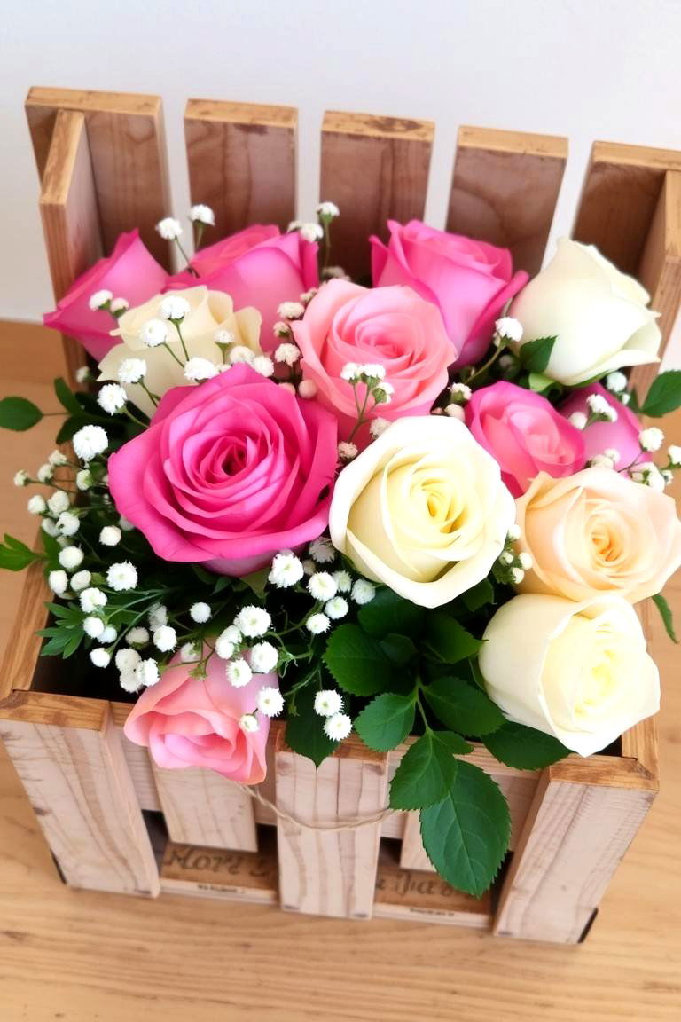 Rustic Wooden Crates with Flowers - 24 Rustic Wedding Centerpieces