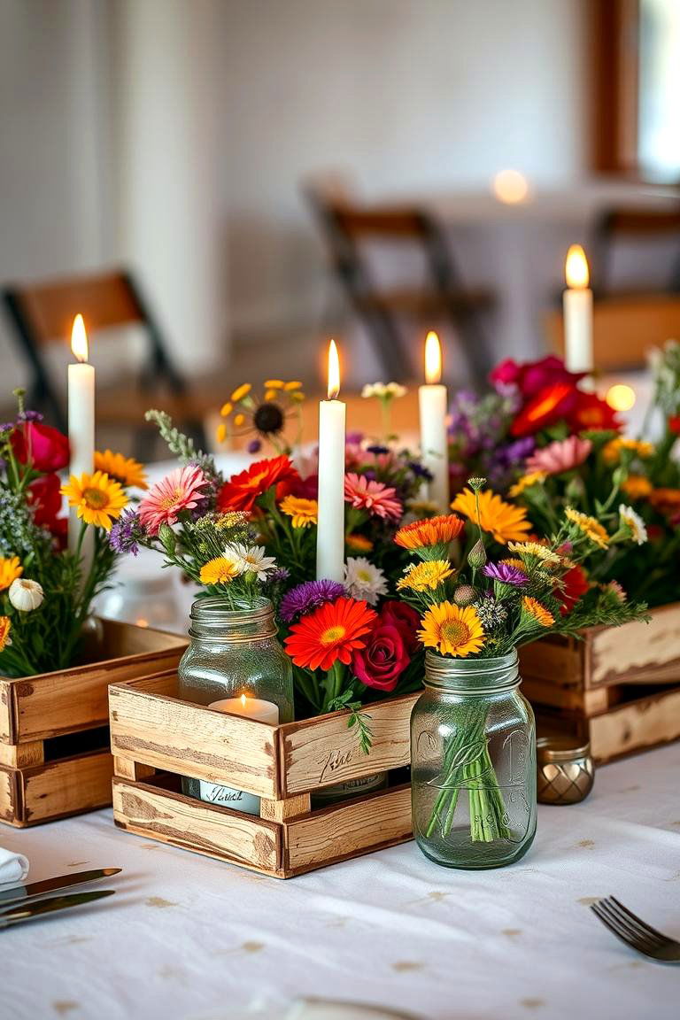 Rustic Wooden Crates - 24 Rehearsal Dinner Centerpiece Ideas