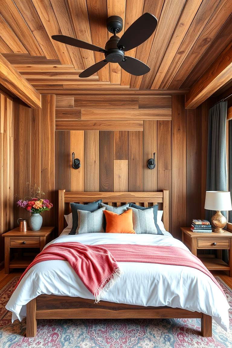 Rustic Wooden Details - 24 Colorful Boho Bedroom Ideas