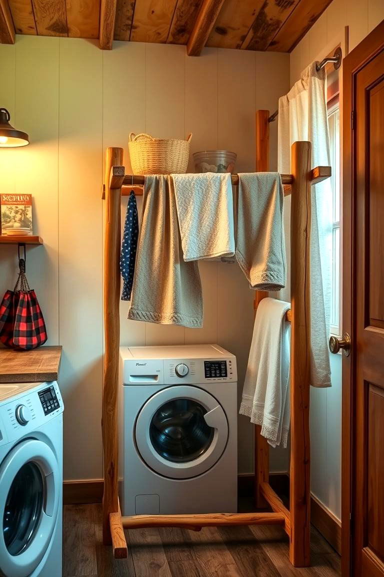 Rustic Wooden Drying Rack - 24 Laundry Room Drying Rack Ideas