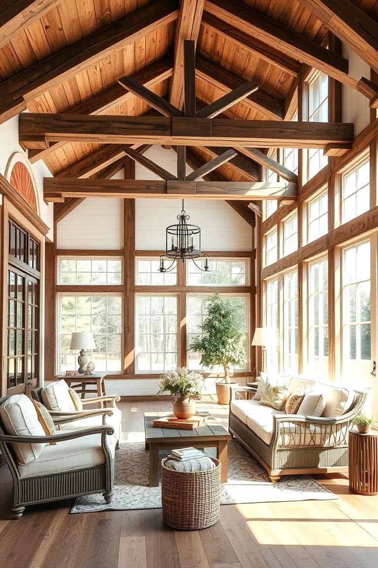 Rustic Wooden Elegance Sunroom - 24 Farmhouse Sunroom Ideas