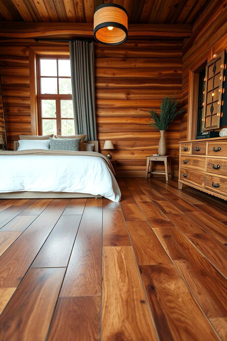 Rustic Wooden Flooring with Warm Overtones - 24 Rust Bedroom Ideas