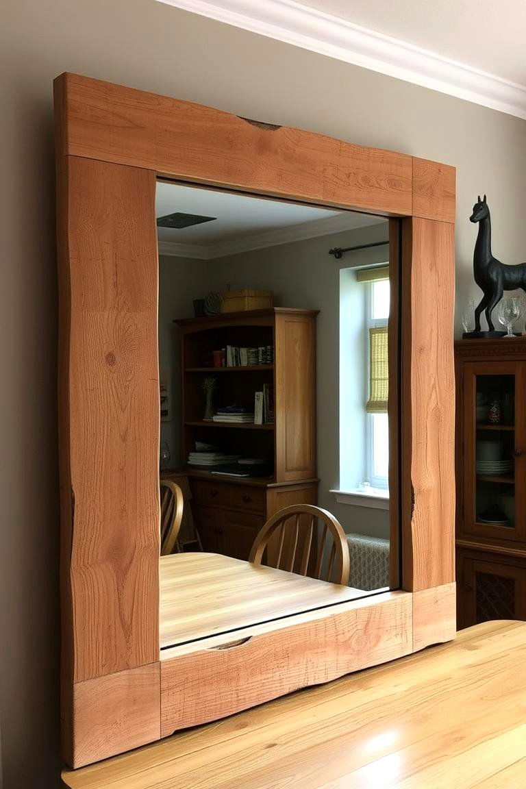 Rustic Wooden Frame Mirror - 24 Dining Room Mirror Ideas