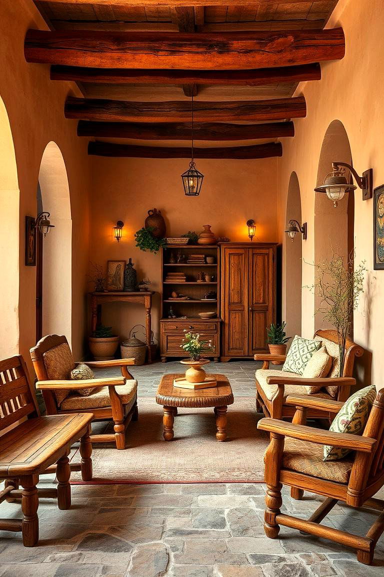 Rustic Wooden Furniture - 24 Mediterranean Living Room Ideas