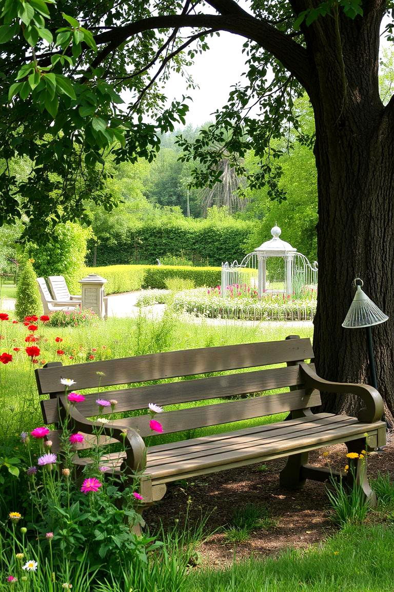 Rustic Wooden Garden Bench - 24 Garden Decor Ideas