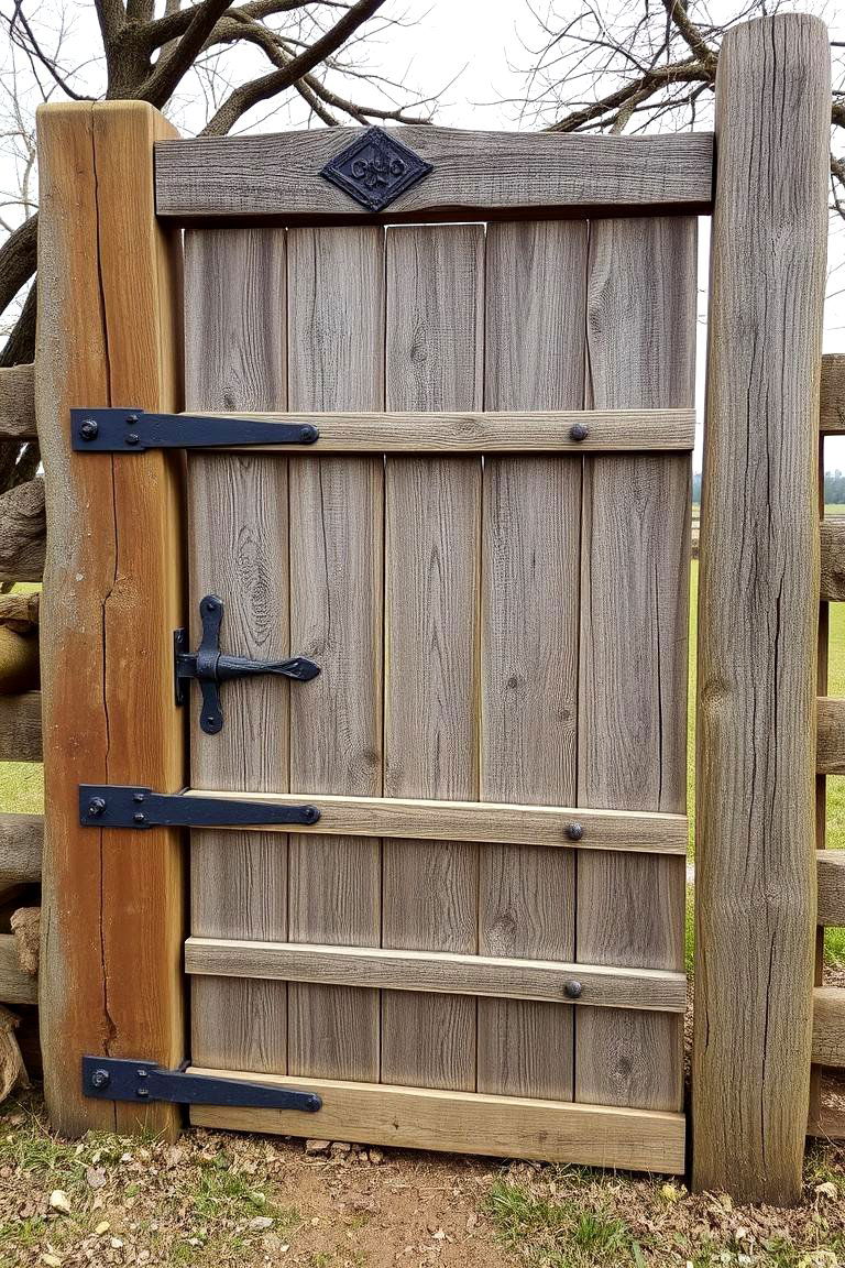 Rustic Wooden Gate with Iron Accents - 24 Front Gate Ideas