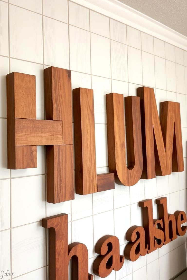Rustic Wooden Lettering - 24 Farmhouse Wall Decor Ideas