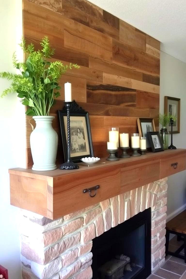 Rustic Wooden Mantel - 24 French Country Fireplace Ideas