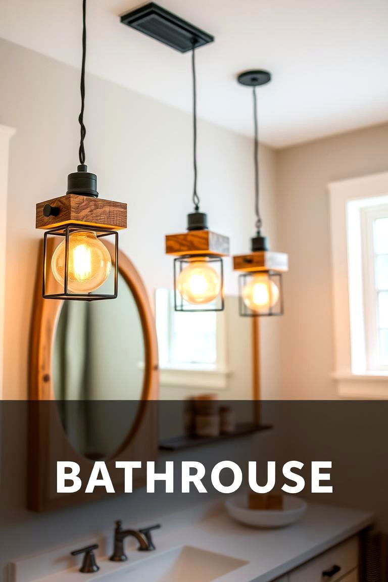 Rustic Wooden Pendants for a Cozy Vibe - 24 Bathroom Pendant Lighting Ideas