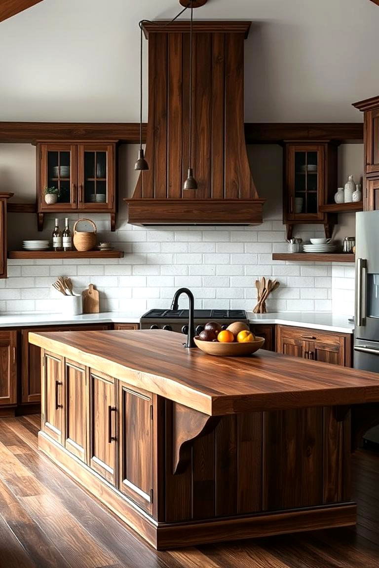 Rustic Wooden Peninsula - 24 Kitchen Peninsula Ideas