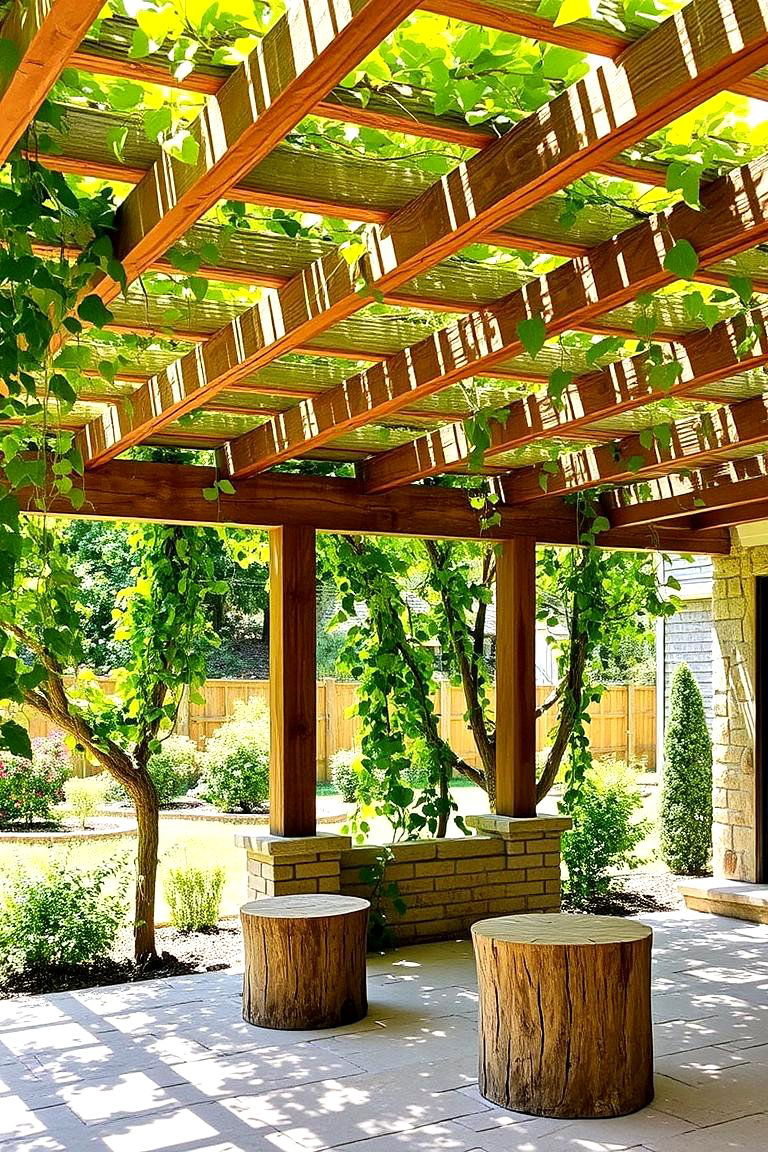 Rustic Wooden Pergola - 24 Rustic Patio Ideas