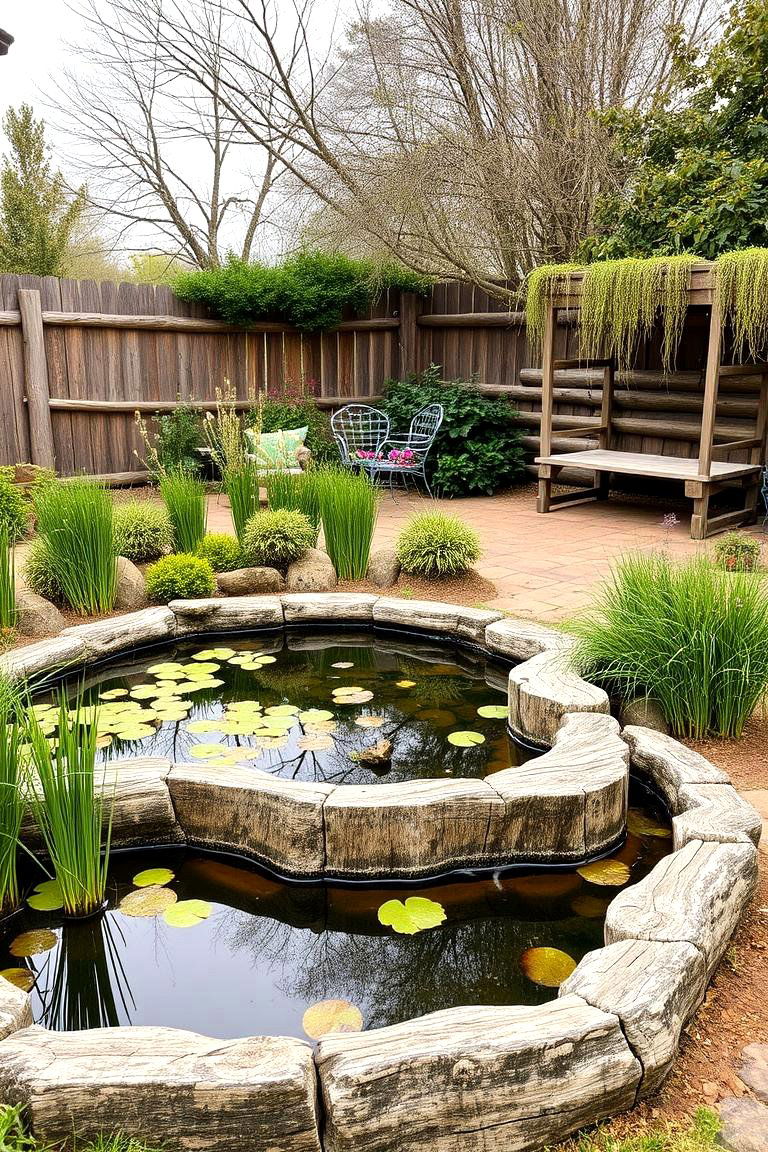Rustic Wooden Pond - 24 Backyard Pond Ideas