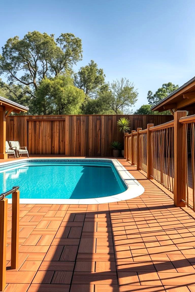 Rustic Wooden Railing - 24 Pool Deck Railing Ideas