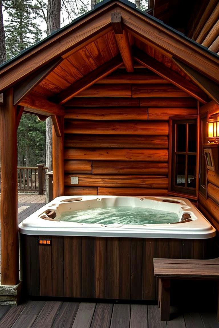 Rustic Wooden Retreat - 24 Hot Tub Enclosure Ideas
