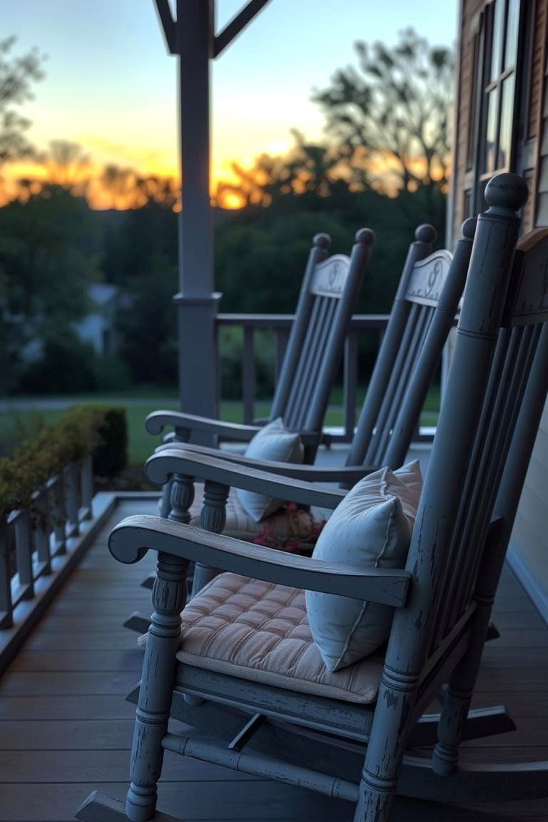 Rustic Wooden Rocking Chairs - 24 Farmhouse Porch Ideas