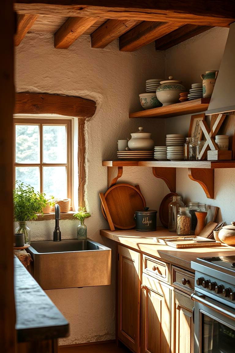 Rustic Wooden Shelves - 24 Earthy Kitchen Ideas