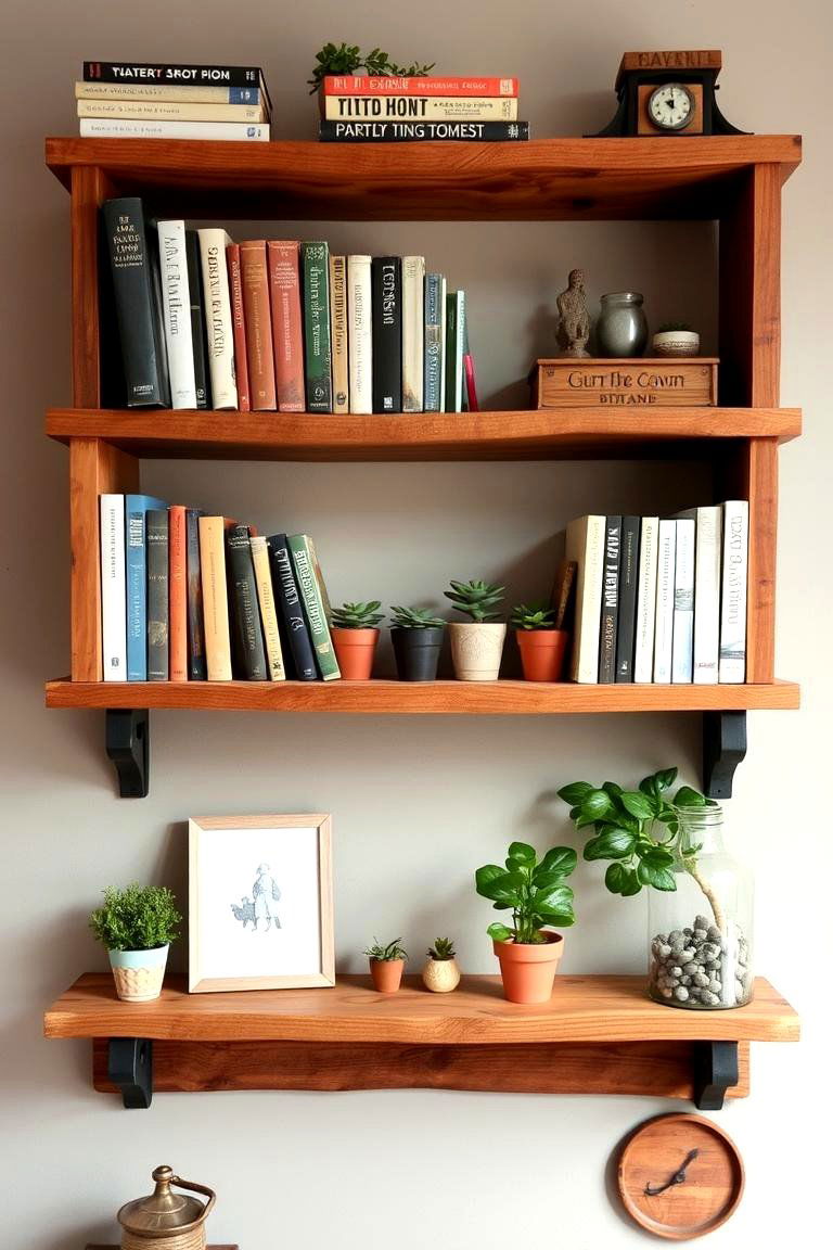 Rustic Wooden Shelves - 24 Rustic Decor Ideas