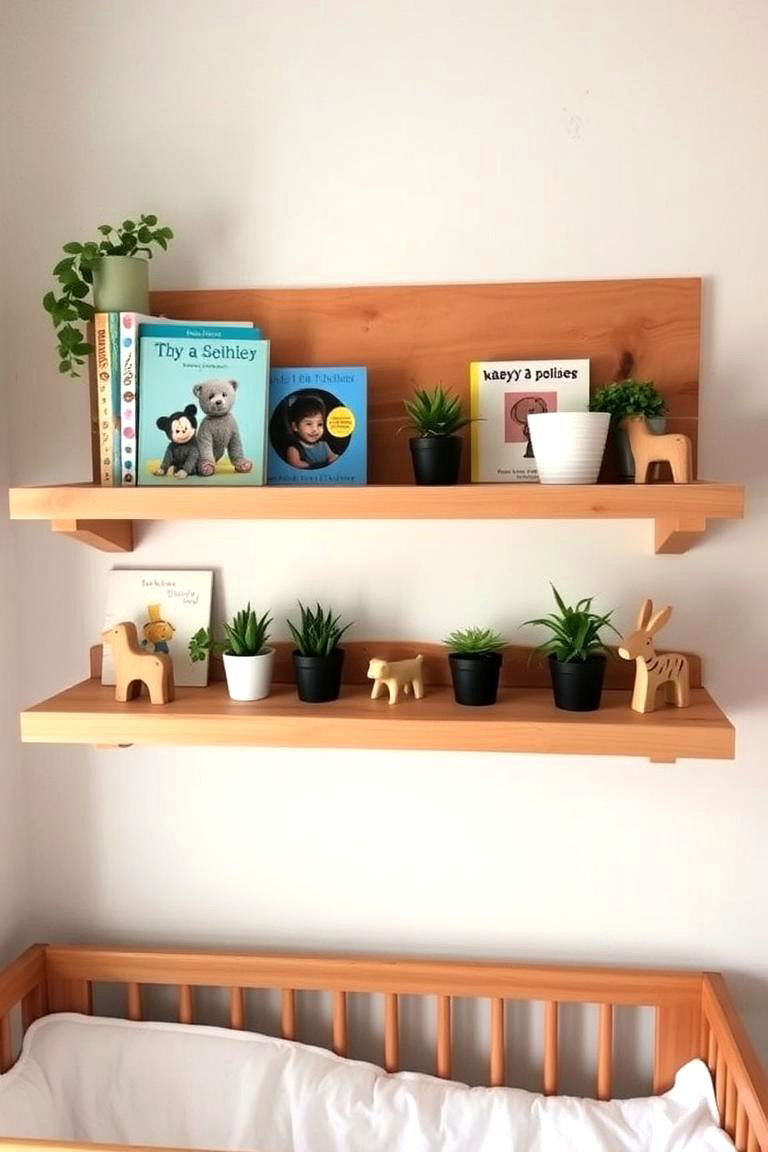 Rustic Wooden Shelves - 24 Rustic Nursery Ideas