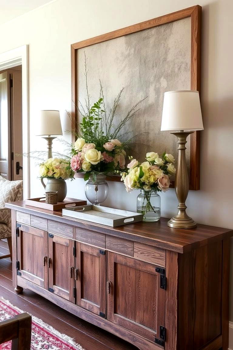 Rustic Wooden Sideboard - 24 French Country Dining Room Ideas