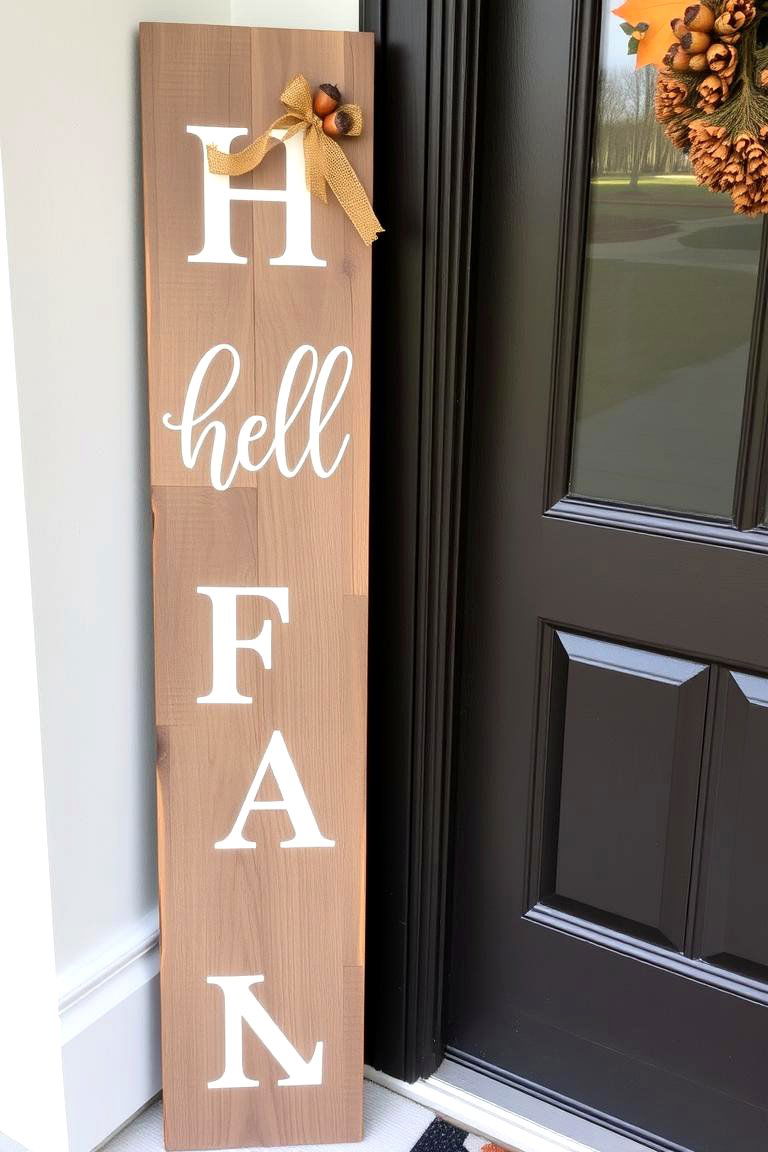 Rustic Wooden Sign - 24 Front Door Fall Decor Ideas