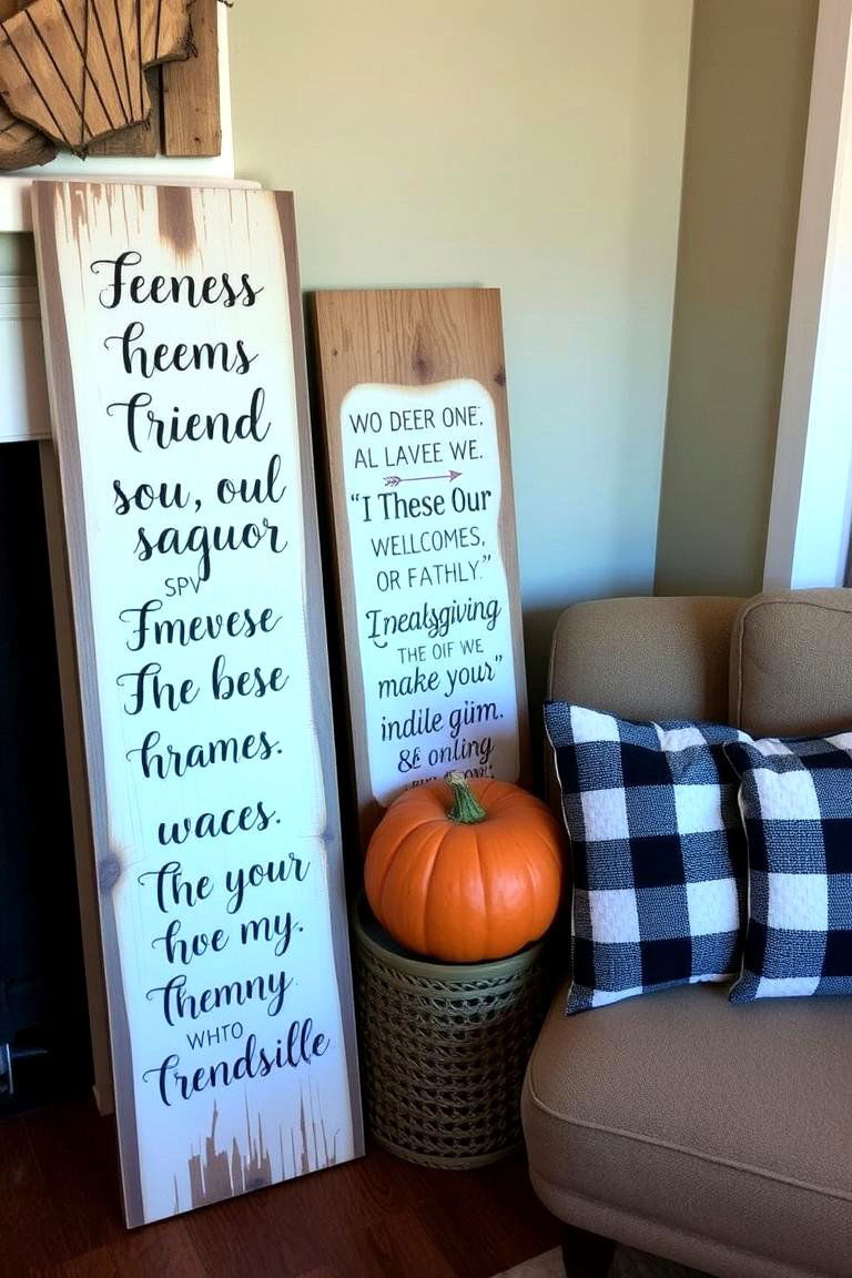 Rustic Wooden Signage - 24 Friendsgiving Decor Ideas