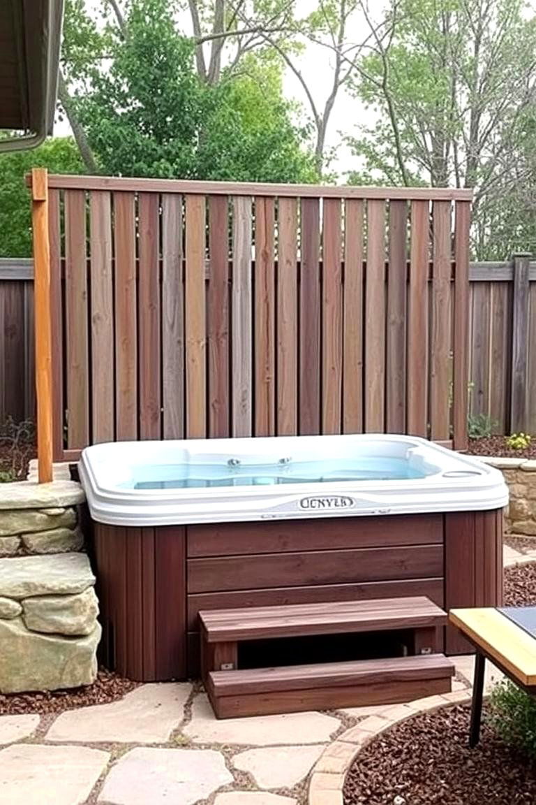 Rustic Wooden Slat Screen for a Country Style Look - 24 Backyard Hot Tub Privacy Ideas