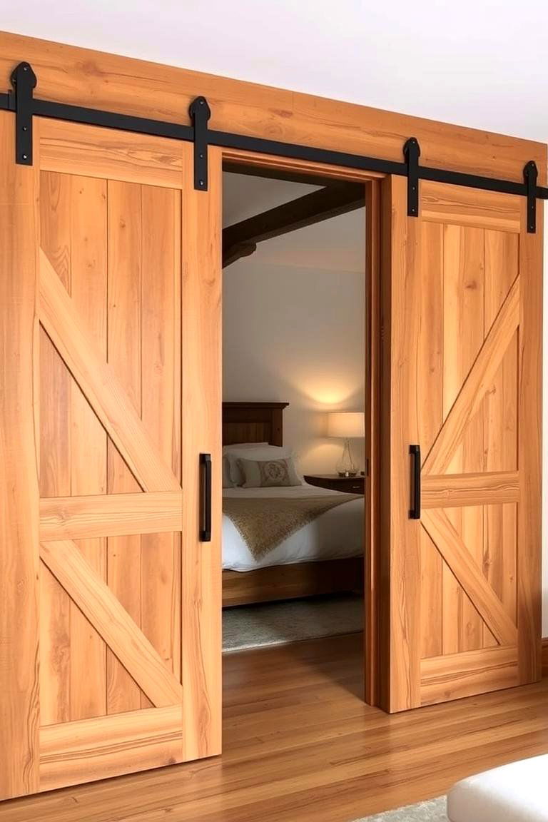 Rustic Wooden Sliding Doors - 24 earthy bedroom ideas