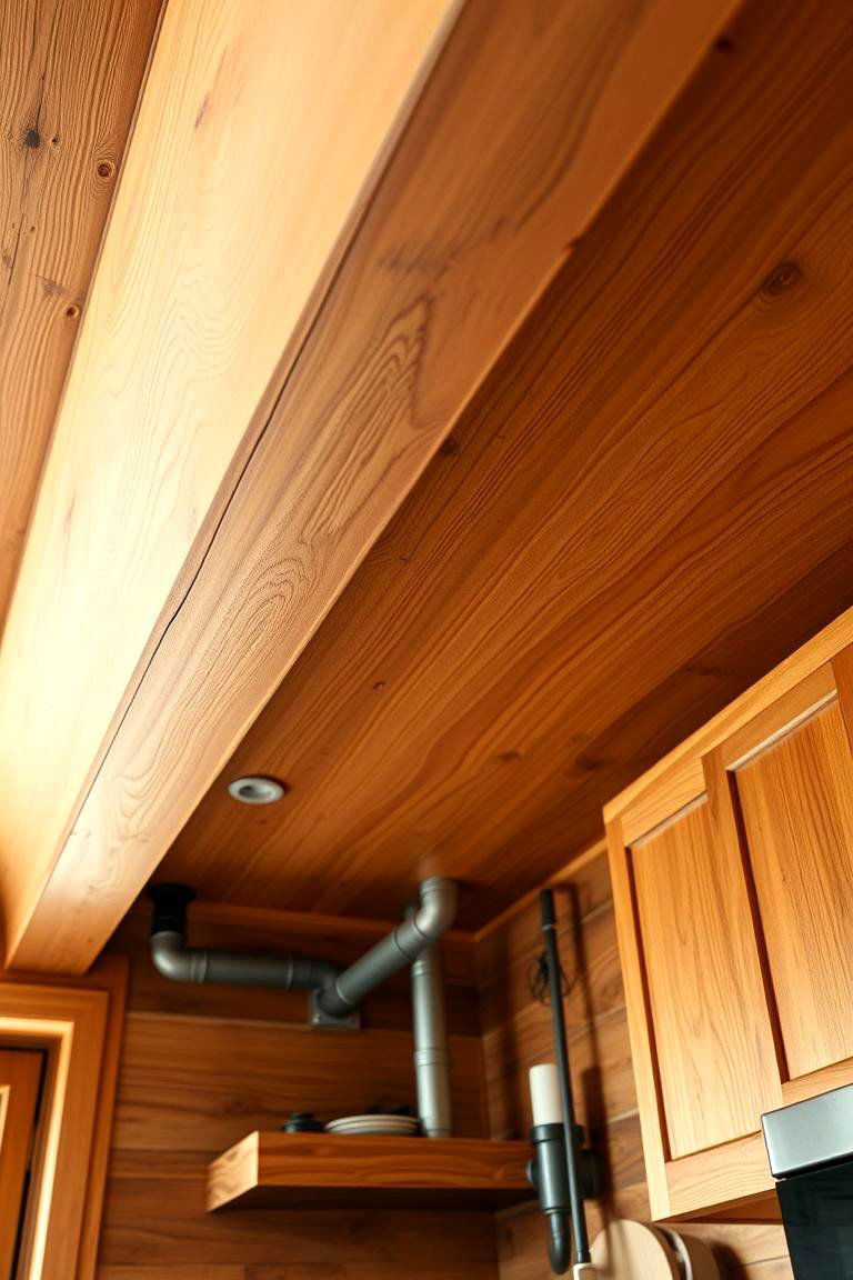 Rustic Wooden Soffit Accent - 24 Kitchen Soffit Ideas