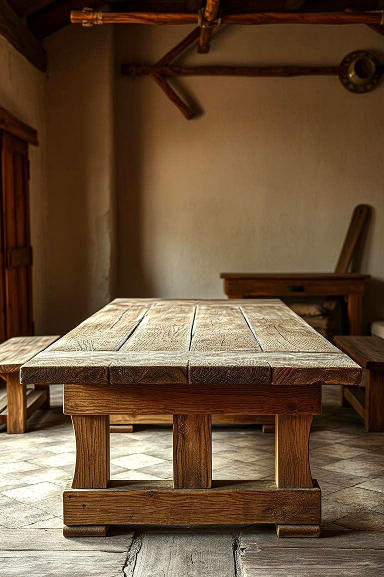 Rustic Wooden Tables - 24 Medieval Home Decor Ideas