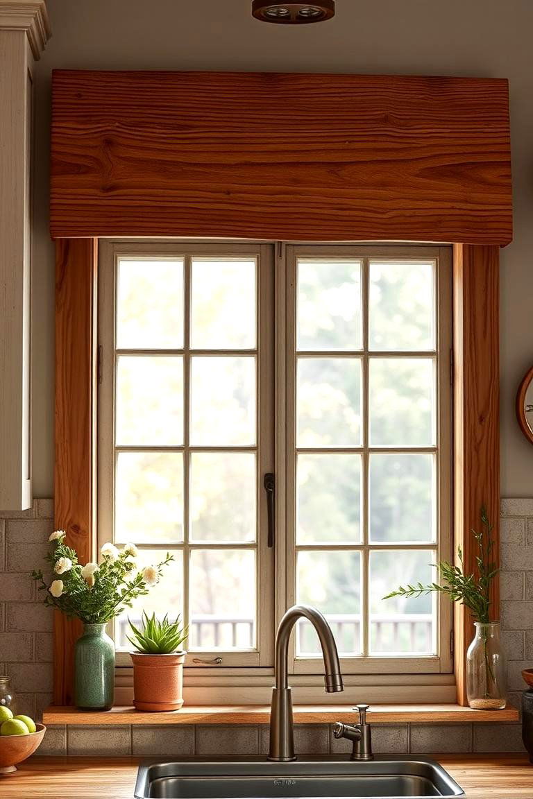 Rustic Wooden Valance - 24 Kitchen Valance Ideas