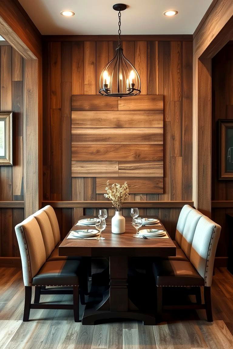 Rustic Wooden Wall Accents - 24 Dining Room Wall Decor Ideas
