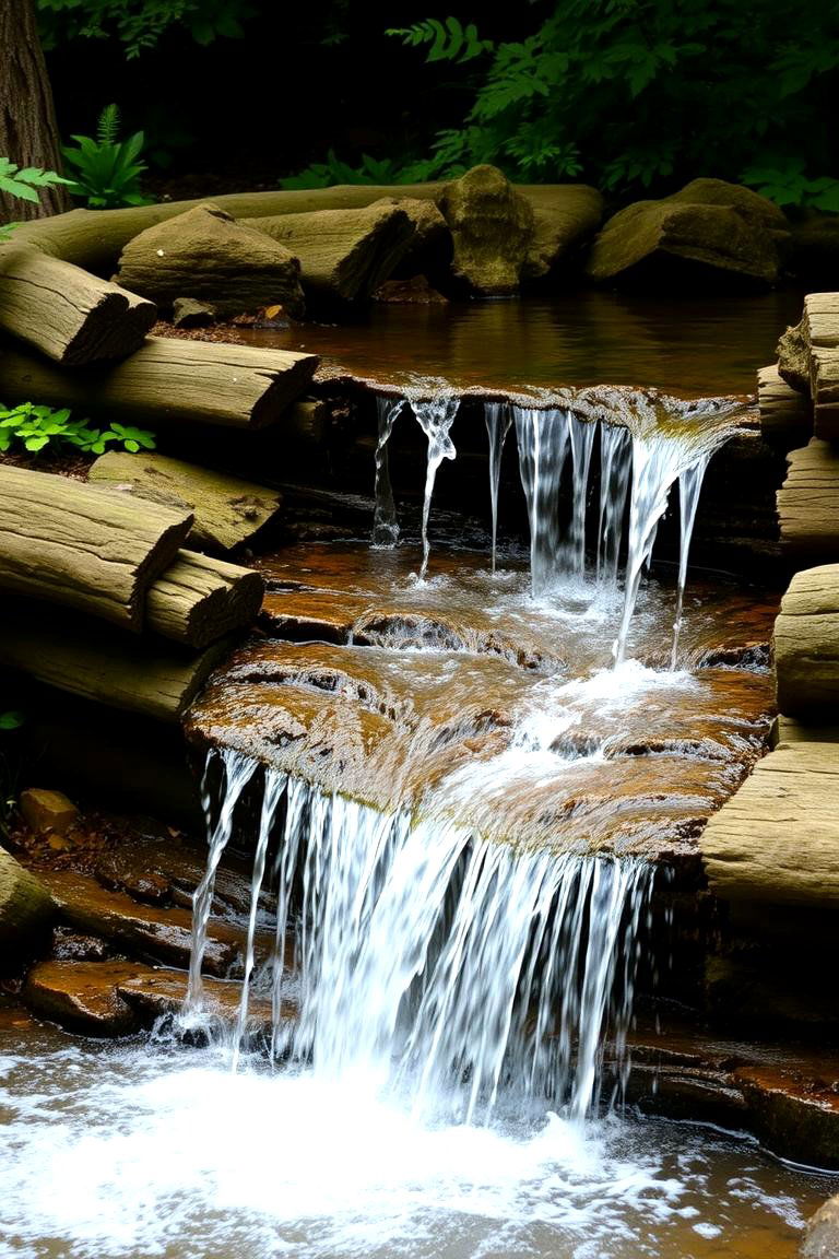 Rustic Wooden Waterfall - 24 Backyard Waterfall Ideas