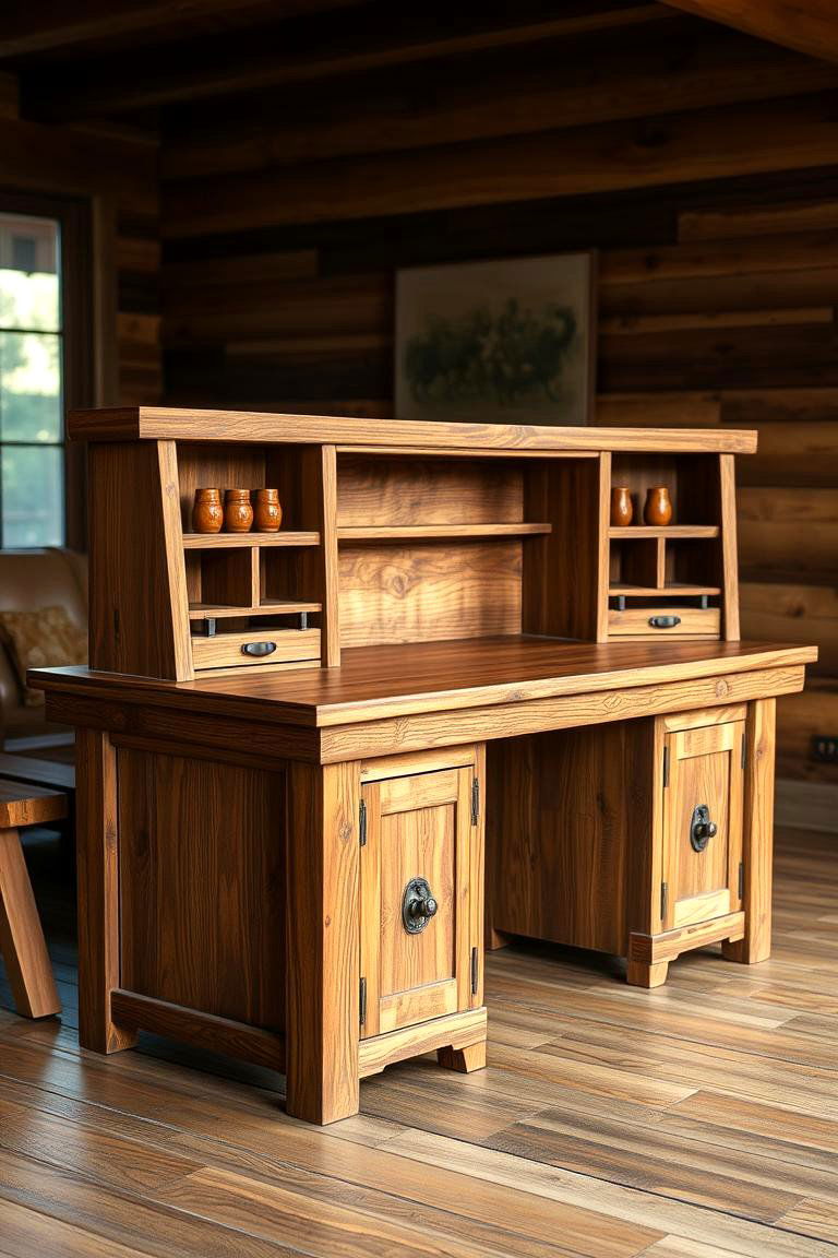 Rustic Wooden Workspace Haven - 24 Desk in Living Room Ideas