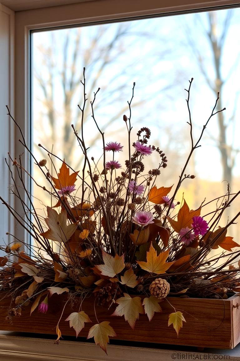 Rustic Woodland Arrangement - 24 Fall Window Box Ideas